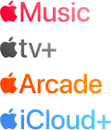 Apple Music Apple tv+ Apple Arcade Apple iCloud+