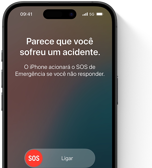 Um modelo de iPhone mostrando interações diferentes para Detecção de Acidente.